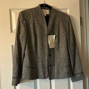 Jones New York Lined 2-pc blk/wht fine tweed suit